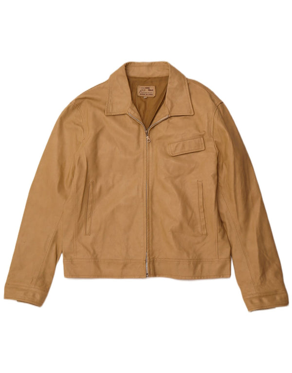 ВИНТАЖНАЯ Женская кожаная куртка UK 18 XL Бежевая кожа