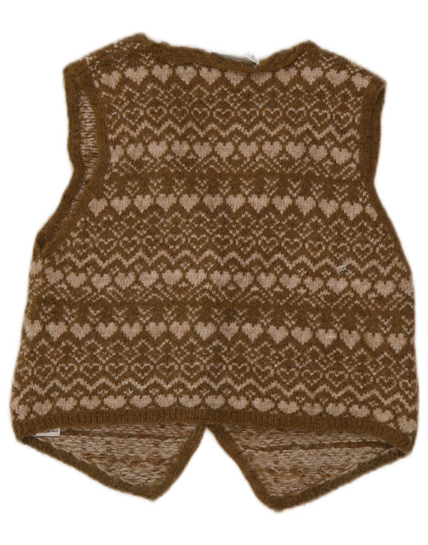 Женский вязаный жилет Zara UK 12, средний хаки, акрил Fair Isle