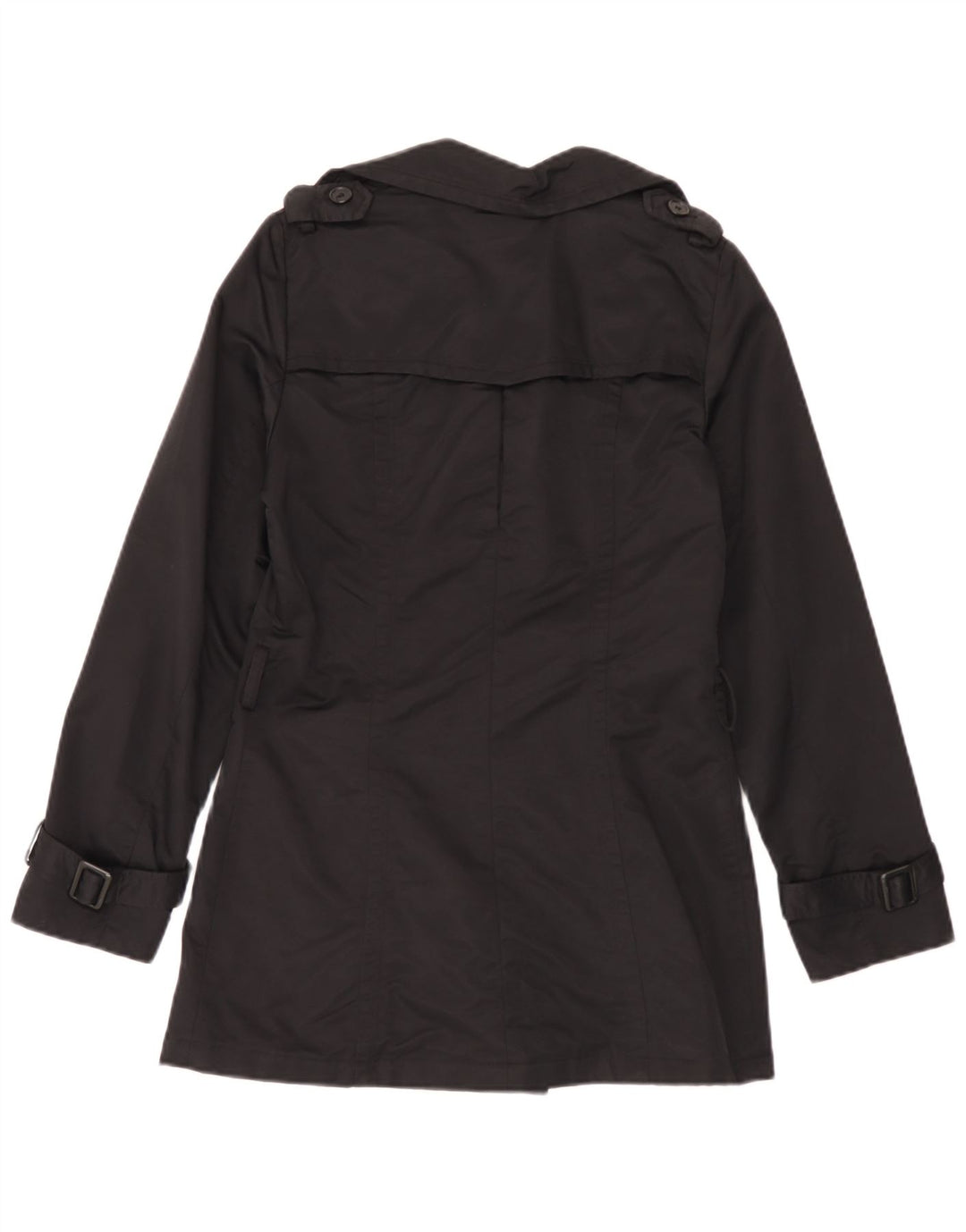 Женский тренч Zara UK 12, средний черный хлопок, черный