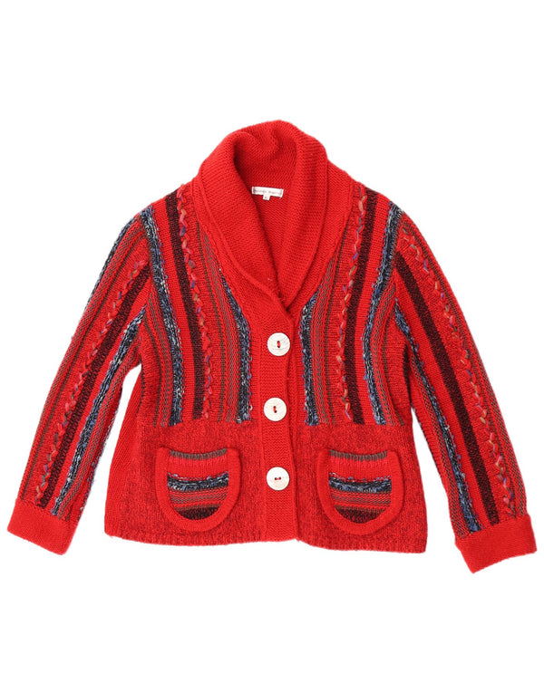 Винтажный женский кардиган-свитер UK 18 XL, акрил в красную полоску