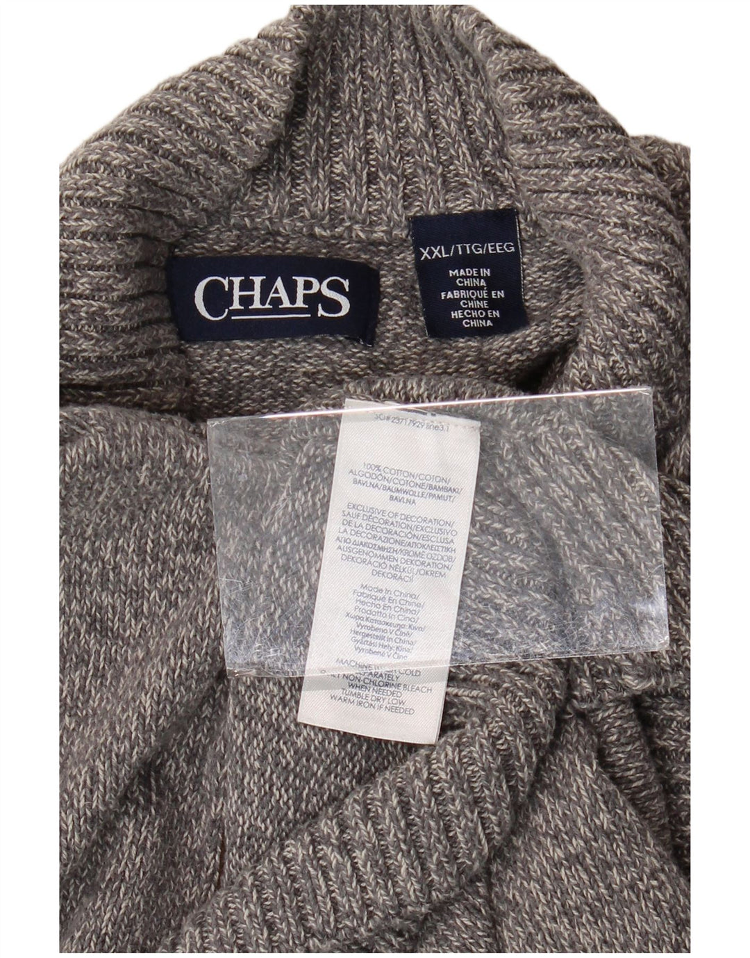 Мужской джемпер CHAPS с воротником на пуговицах, 2XL, серый хлопок