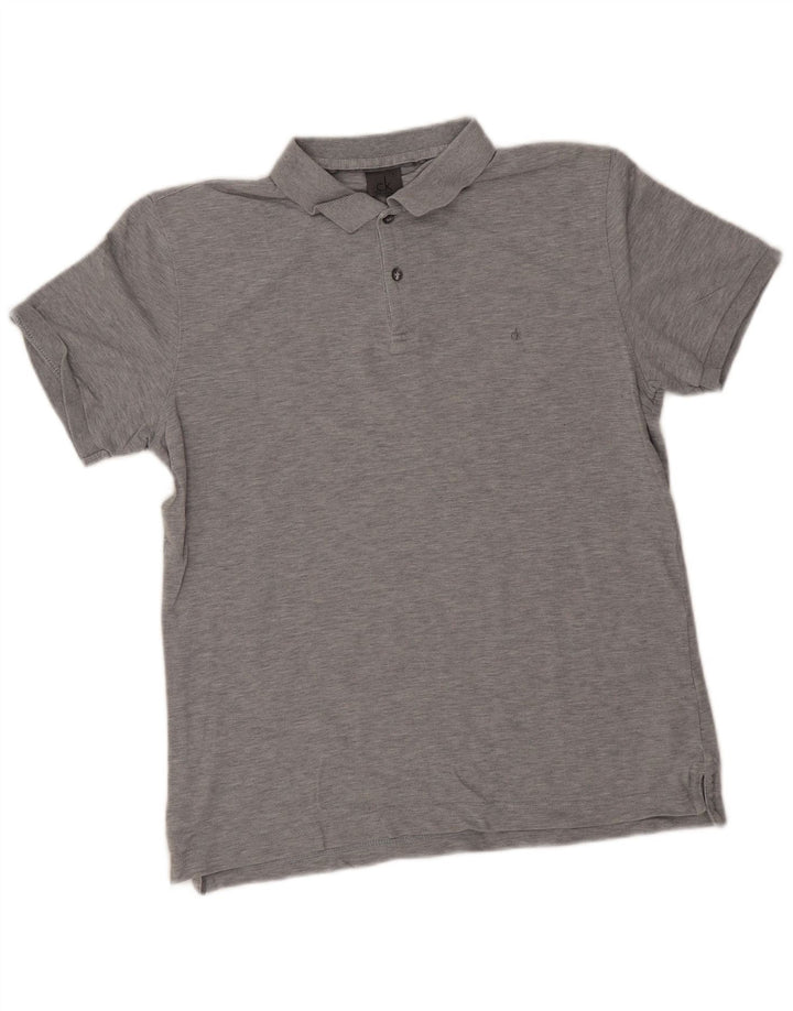 Calvin Klein Mens Polo Shirt Medium Grey Cotton