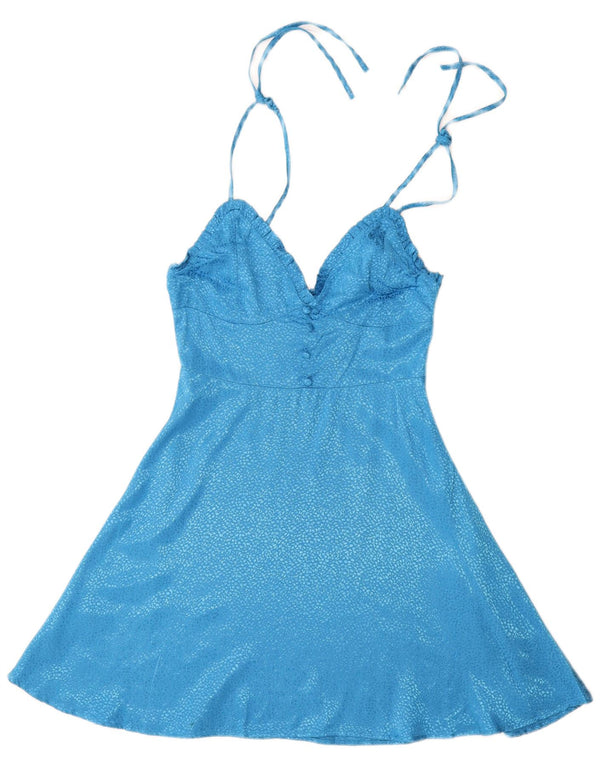 Женское платье-комбинация ZARA UK 8, маленькое синее в крапинку, вискоза