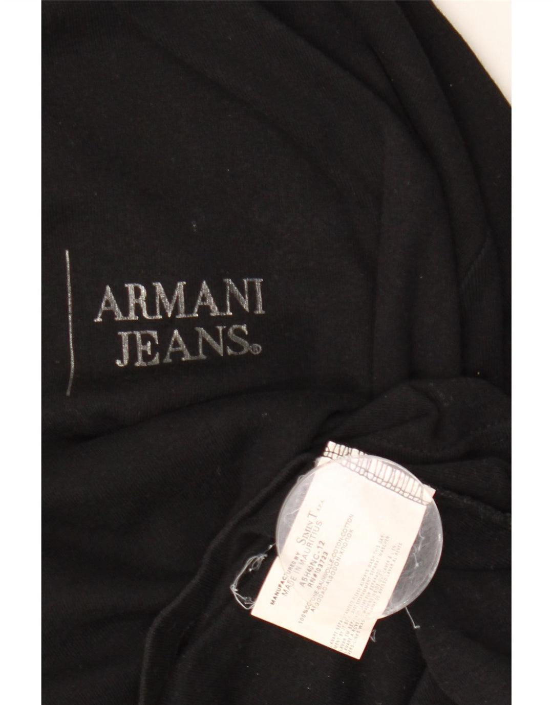 ARMANI JEANS Женский топ с рисунком, рукавом 3/4, Великобритания 12, средний черный, хлопок
