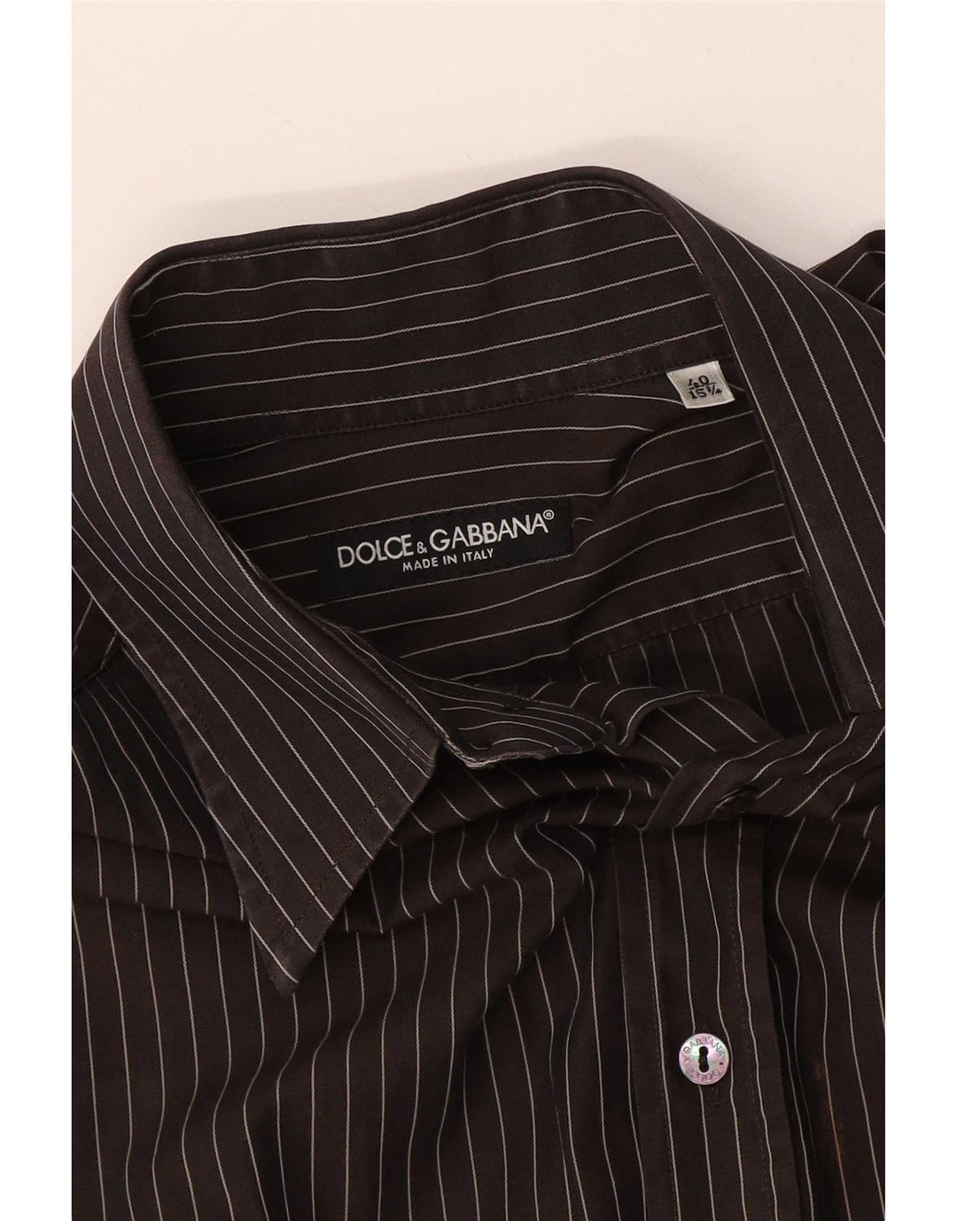 Мужская рубашка Dolce & Gabbana, размер 40 15 1/2, средняя, черная в тонкую полоску