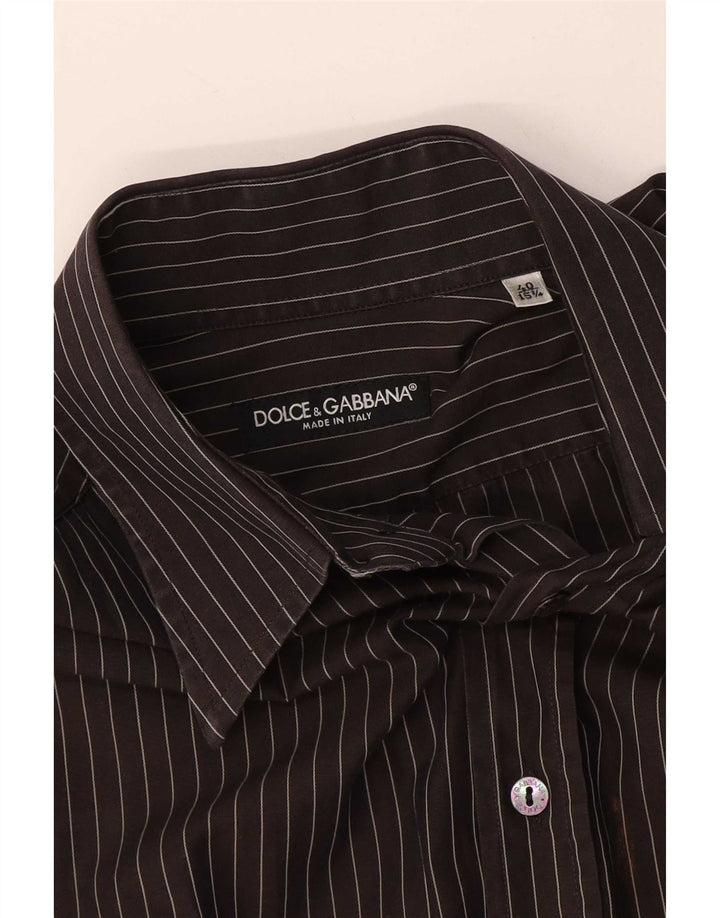 Мужская рубашка Dolce & Gabbana, размер 40 15 1/2, средняя, черная в тонкую полоску