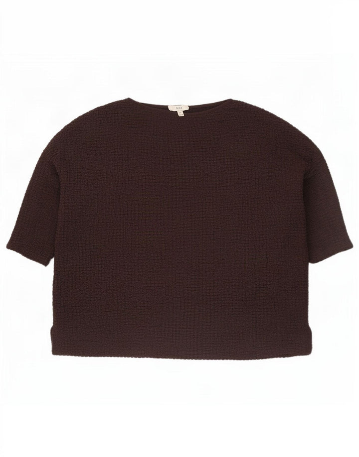 Женская блузка Marks & Spencer UK 22 3XL Коричневый полиэстер