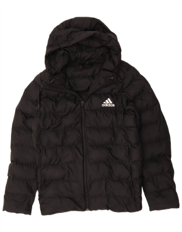 Женская утепленная куртка Adidas с капюшоном UK 16, большая черная полиэстер