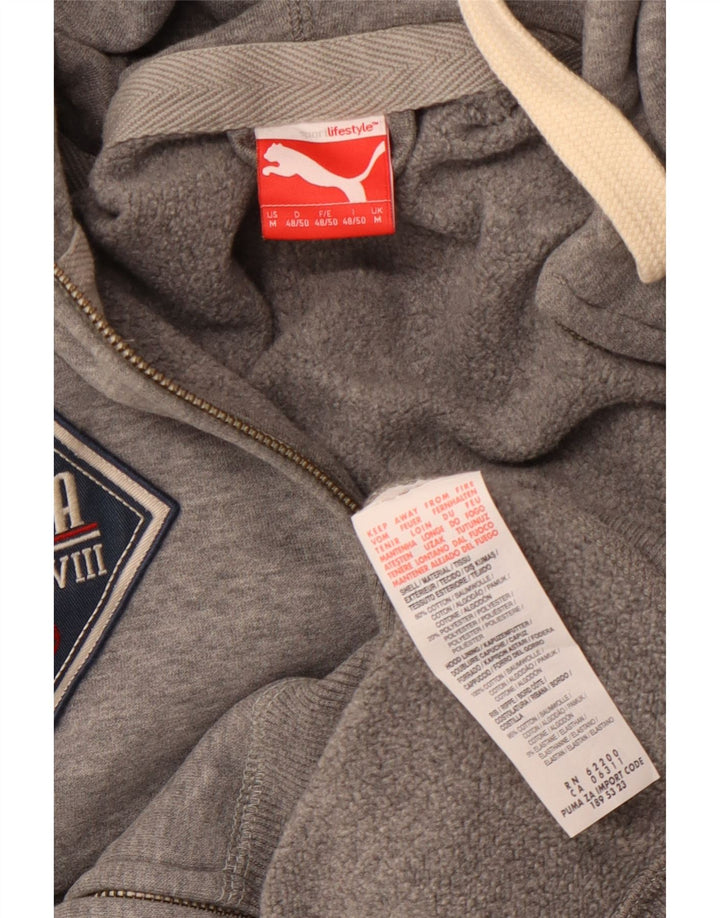 Мужской свитер с капюшоном на молнии PUMA, хлопок среднего серого цвета