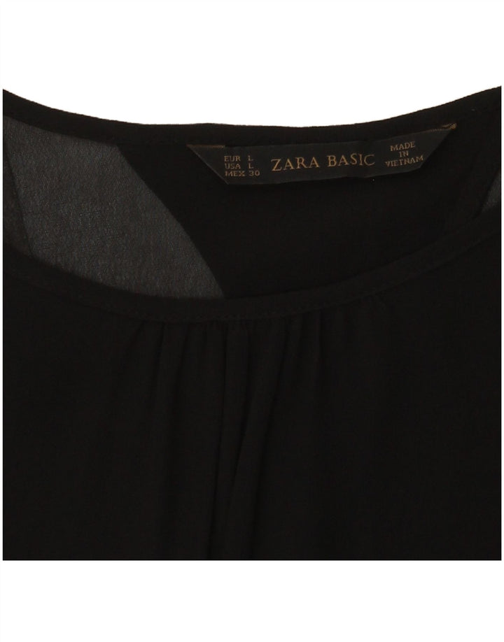Женская блузка с длинным рукавом Zara UK 14, большая черная