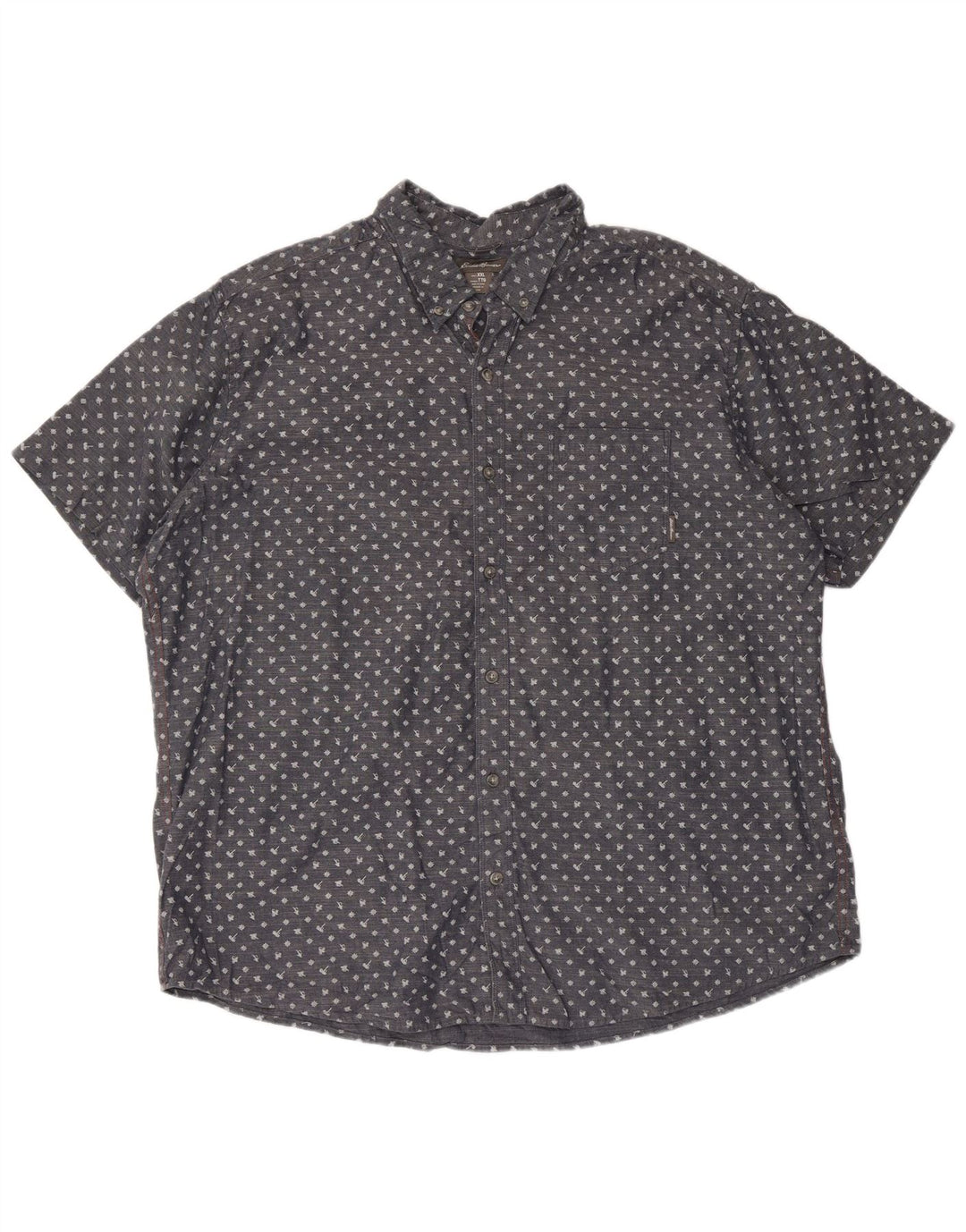 Мужская рубашка Eddie Bauer с коротким рукавом 2XL, синяя пятнистая хлопковая ткань