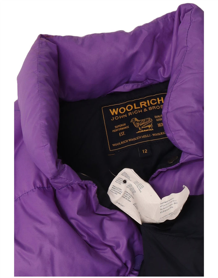 Стеганая куртка Woolrich для девочек 11–12 лет, фиолетовый нейлон