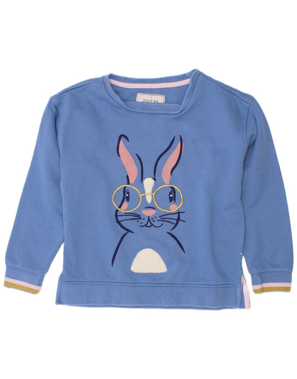 Джемпер с рисунком Joules для девочек 5–6 лет, синий хлопок