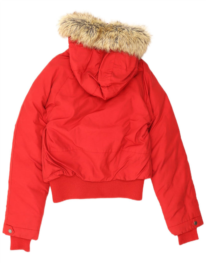 Женская стеганая куртка с капюшоном Woolrich UK 14, большой красный хлопок