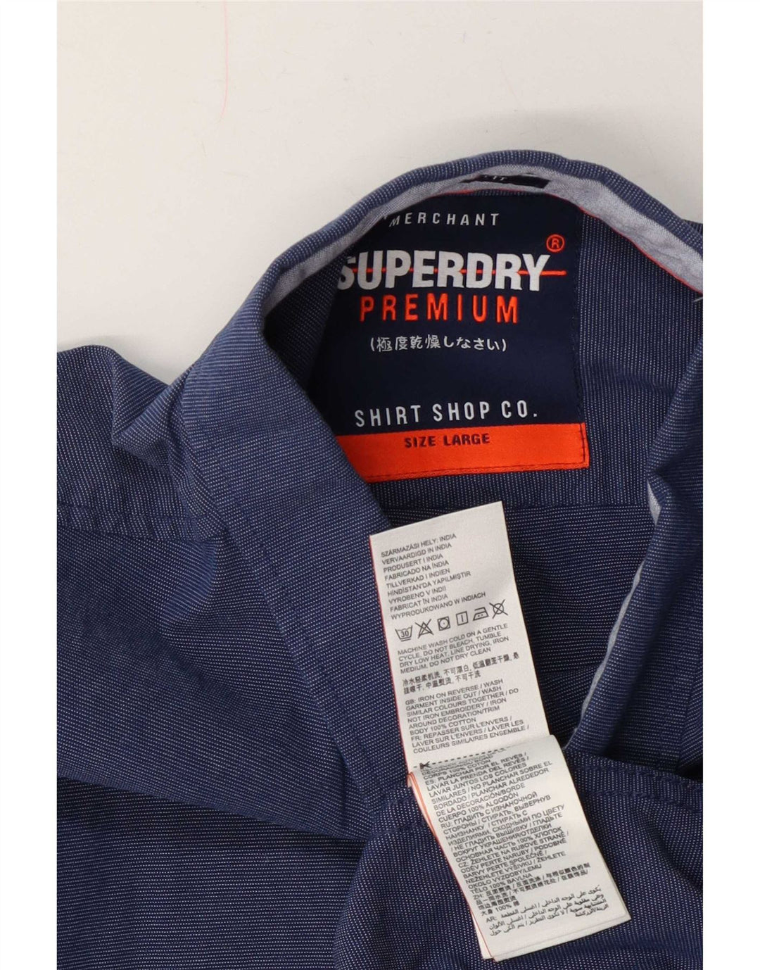 Мужская рубашка обычного кроя с коротким рукавом Superdry, темно-синяя, хлопковая, среднего размера