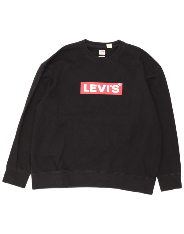Мужской свободный свитшот с рисунком Levi's, XL, черный хлопок