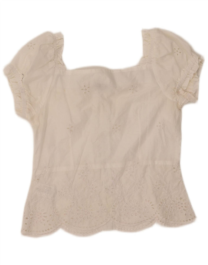 Женская блузка-рубашка с коротким рукавом WAREHOUSE UK 10, маленький размер, белый полиэстер