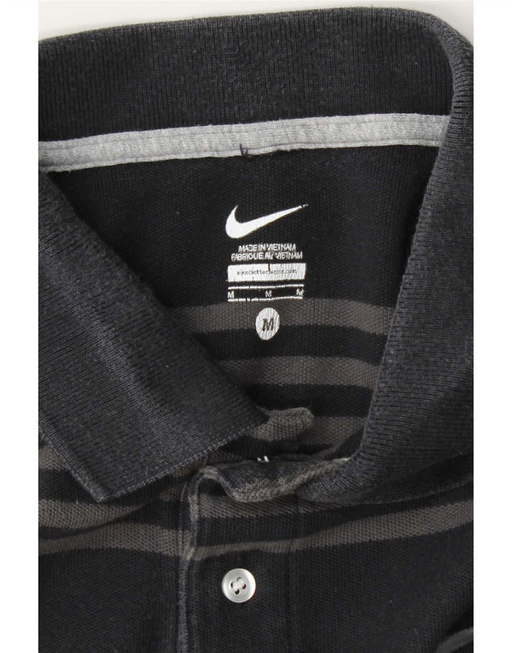 Мужская рубашка-поло Nike среднего размера, черная в полоску