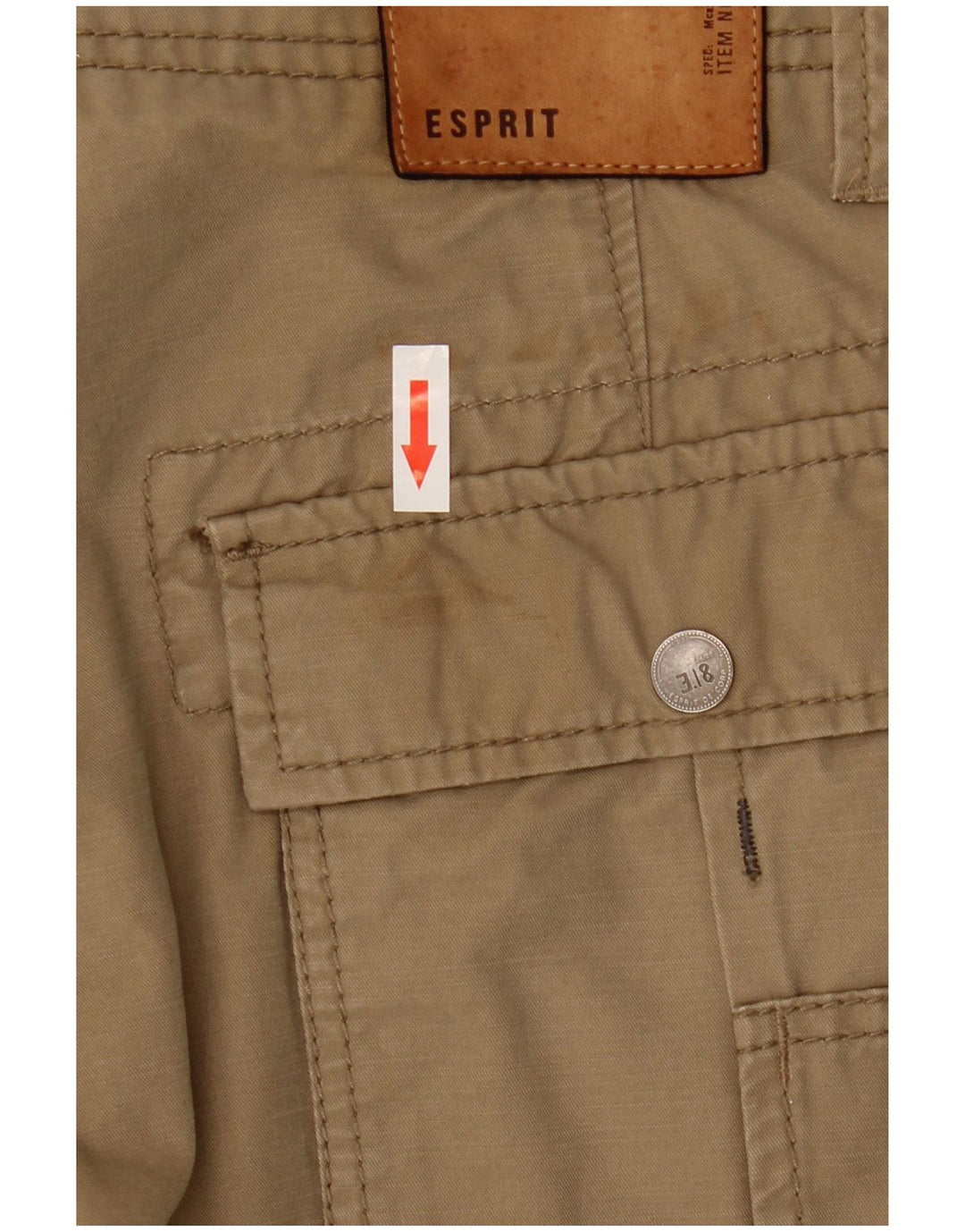 ESPRIT Мужские прямые брюки карго W30 L27 Бежевые, хлопок