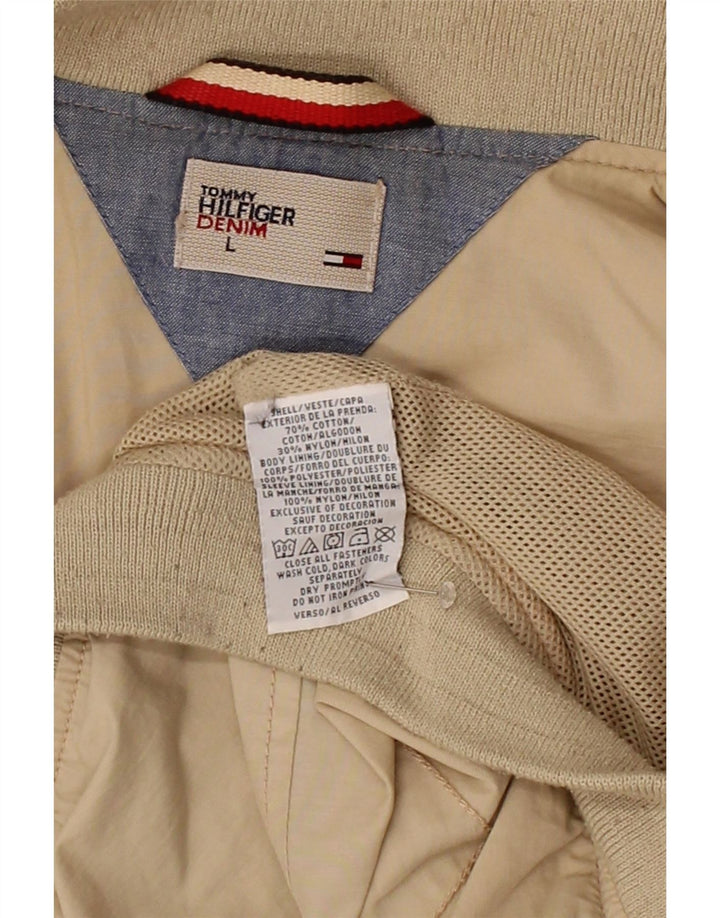 TOMMY HILFIGER Mens Bomber Jacket UK 40 Large Beige Cotton