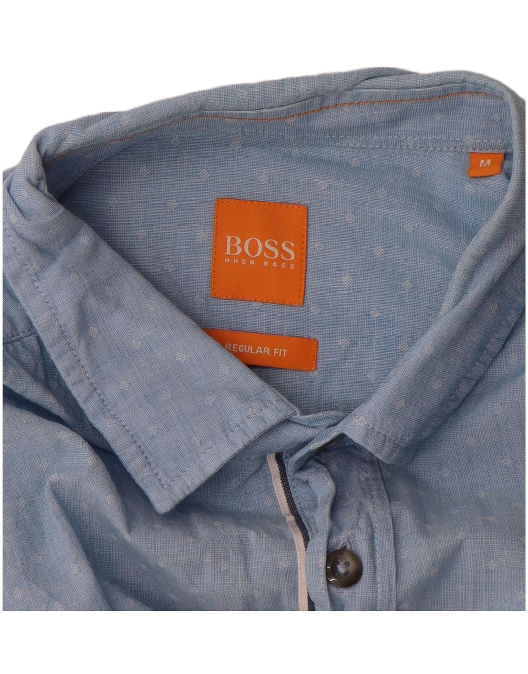 Мужская рубашка стандартного кроя Hugo Boss, хлопок среднего синего цвета в крапинку