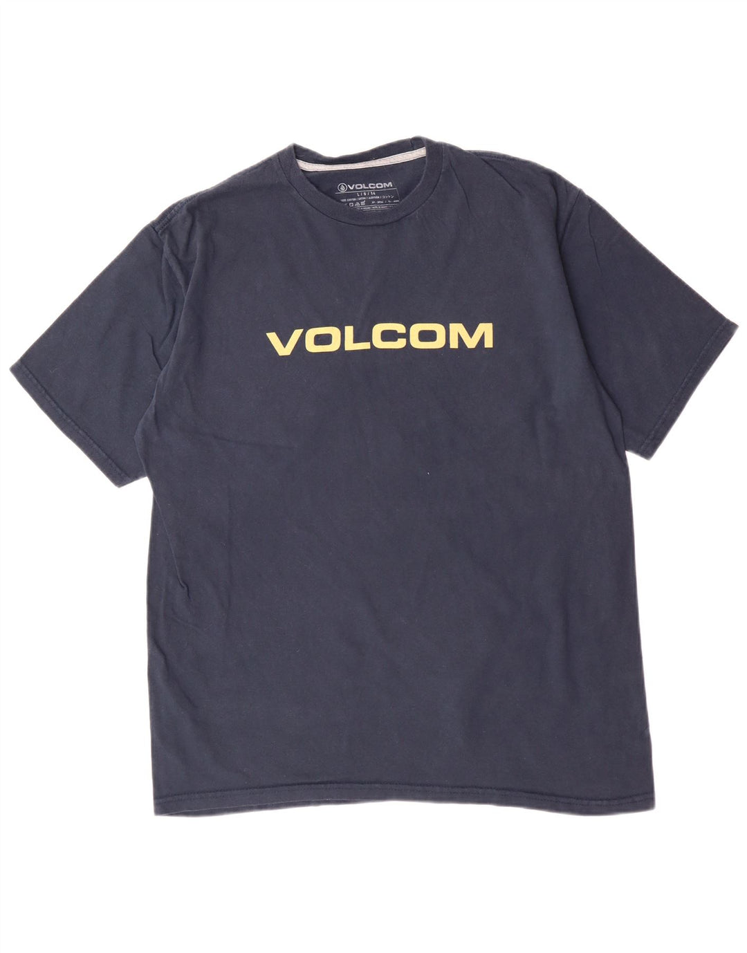 Мужская футболка с рисунком VOLCOM, большая темно-синяя хлопковая футболка