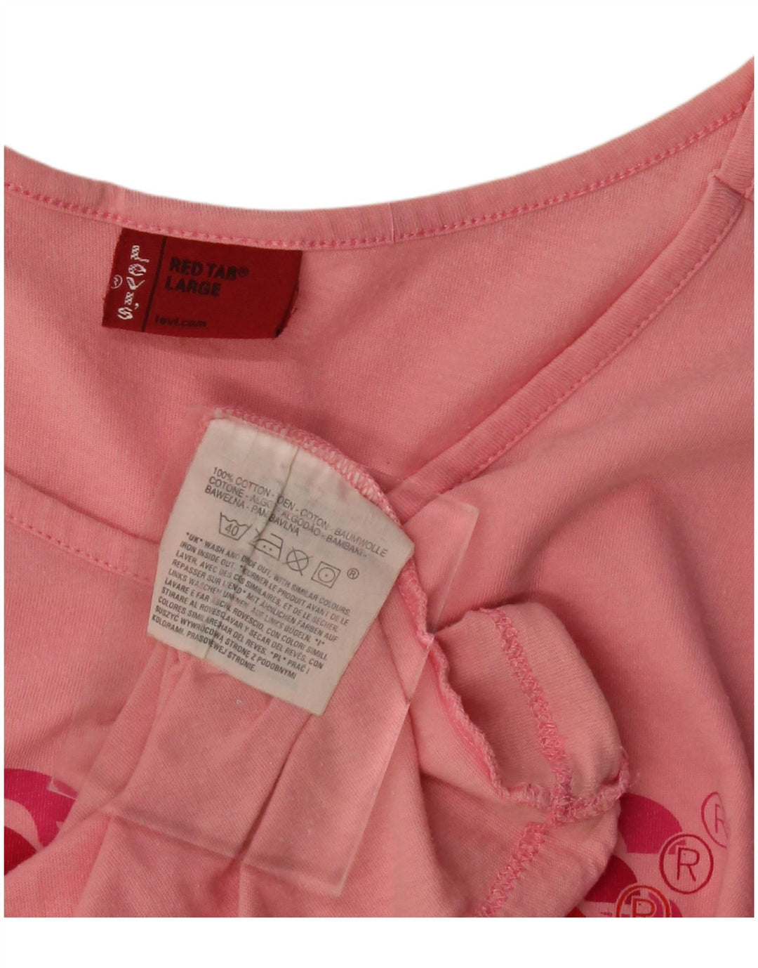 LEVI'S Girls Graphic T-Shirt Top 13-14 Years Large Pink Cotton Vintage Levi's and Second-Hand Levi's from Messina Hembry 