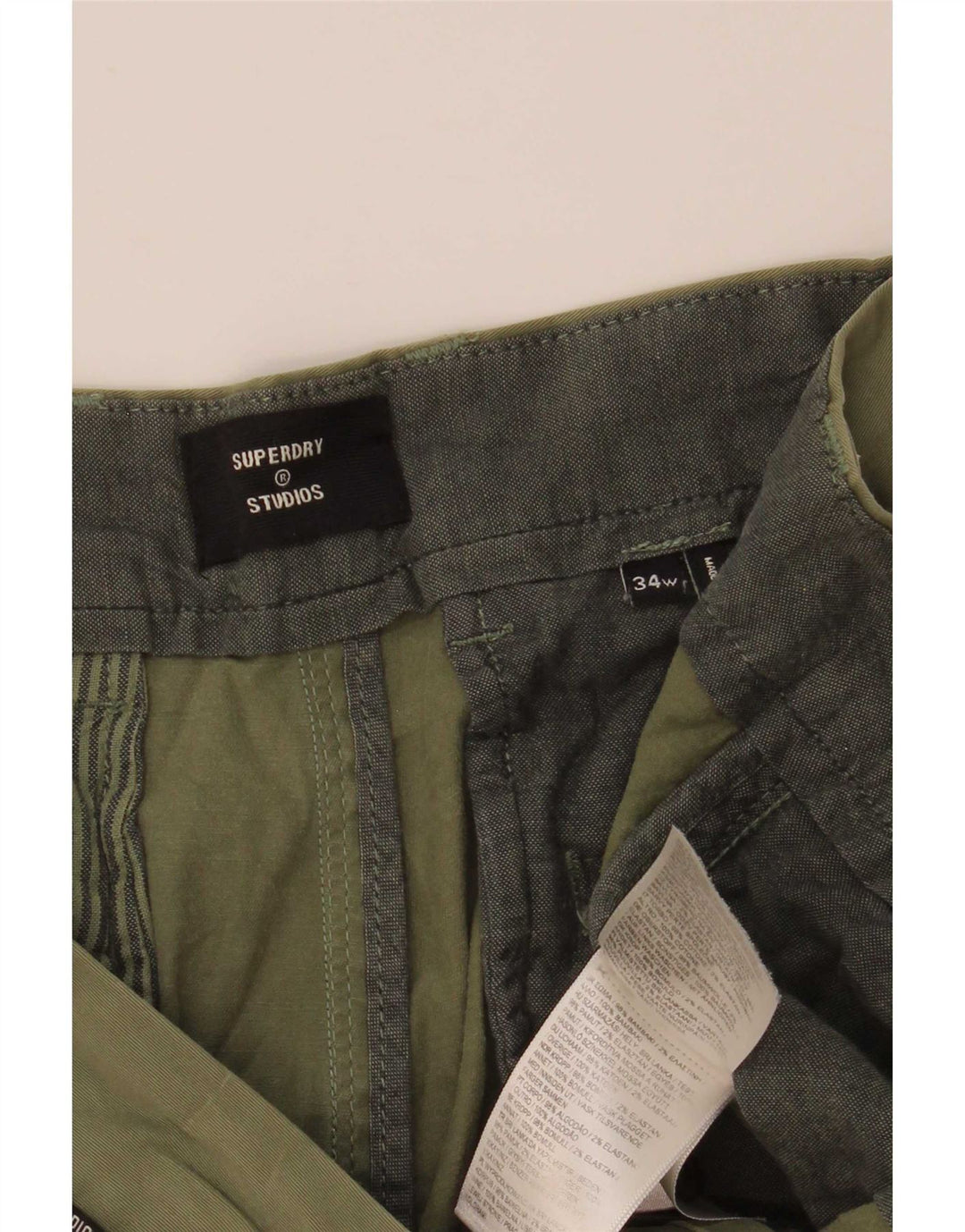Мужские шорты чинос Superdry W34, большие зеленые, хлопок