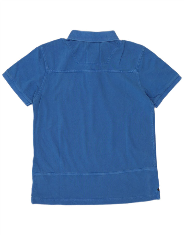 Мужская рубашка-поло приталенного кроя Timberland из хлопка среднего синего цвета