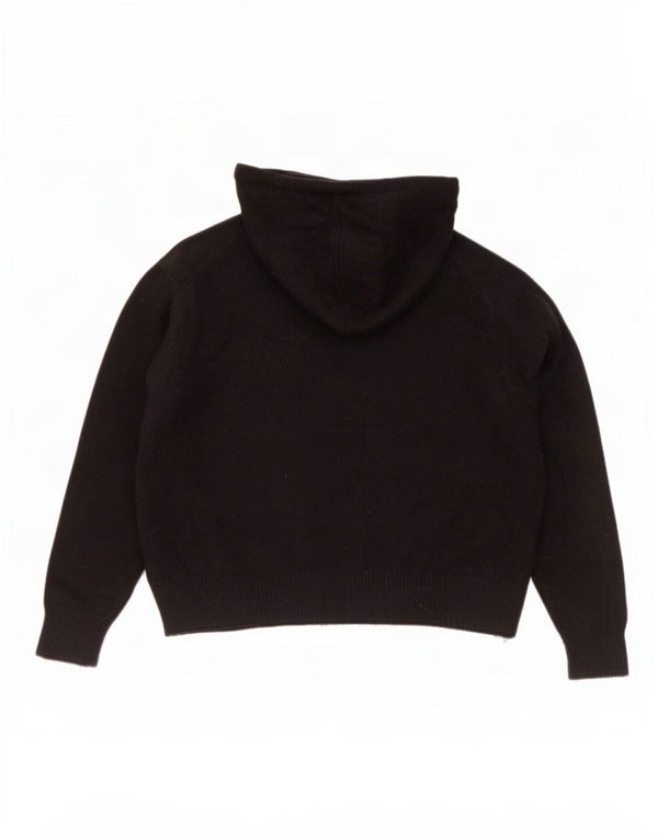 Polo Ralph Lauren Womens Crop Hooded Jumper Sweater UK 14 Medium Black Wool