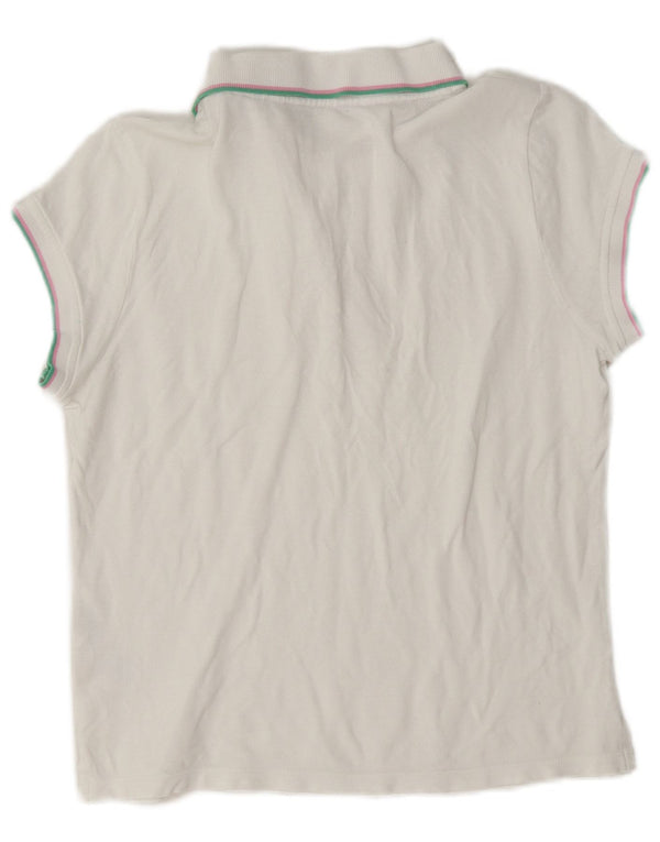 Tommy Hilfiger Womens Crop Polo Shirt UK 14 Large White Cotton