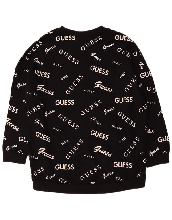 Женский джемпер оверсайз с рисунком Guess UK 18 XL, черный хлопок