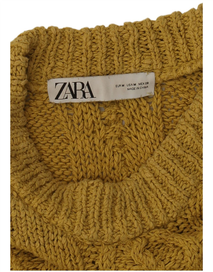 Женский свободный джемпер с круглым вырезом Zara UK 14, средний желтый цвет