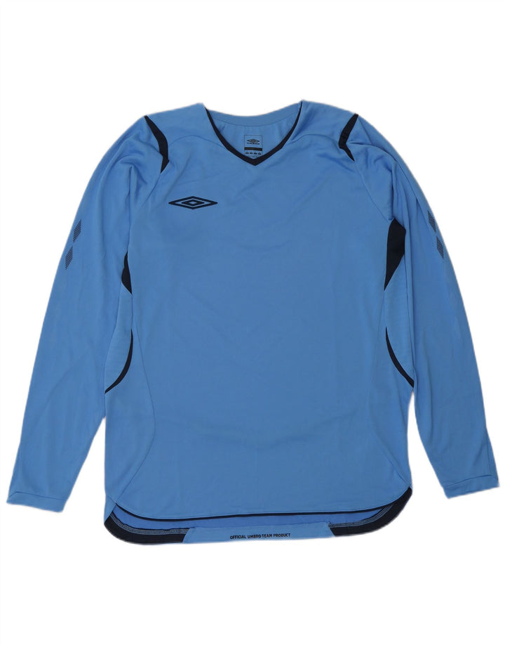 Мужской топ Umbro с длинным рукавом, маленький синий, полиэстер с цветными блоками