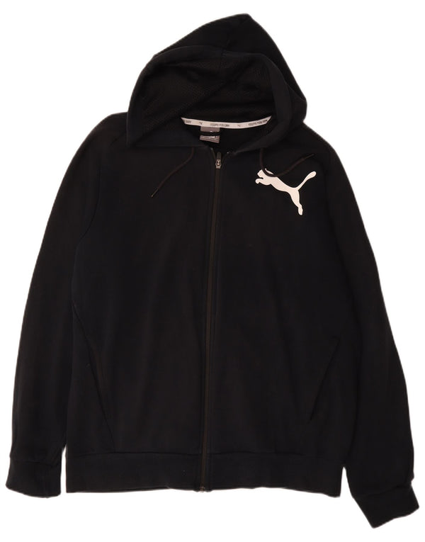 Puma Mens Graphic Zip Hoodie Sweater Large Black Cotton