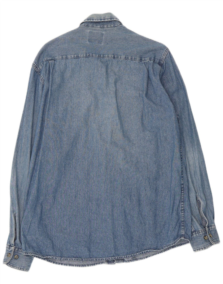 WRANGLER Mens Denim Shirt Medium Blue Cotton
