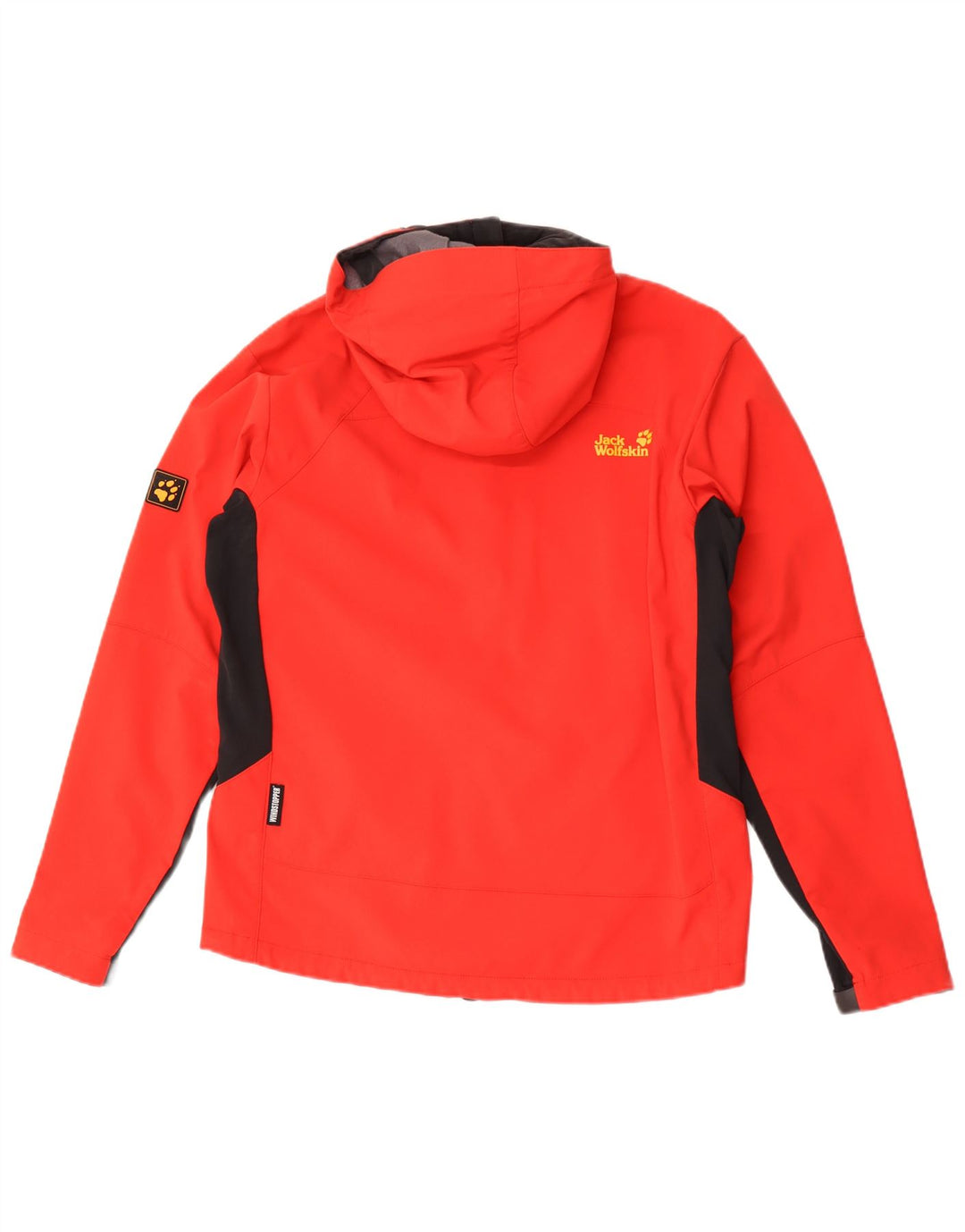 Мужская куртка-дождевик Jack Wolfskin с капюшоном, Великобритания 36/38, средний красный с цветными блоками
