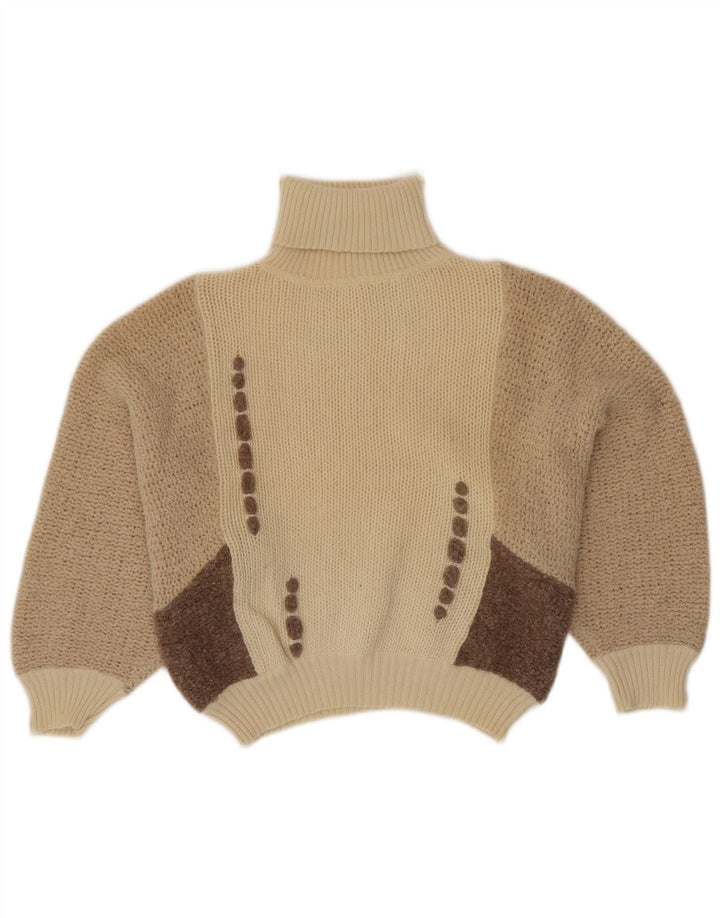 VINTAGE Женский джемпер с высоким воротником IT 42 Средний Бежевый Цвет Блока