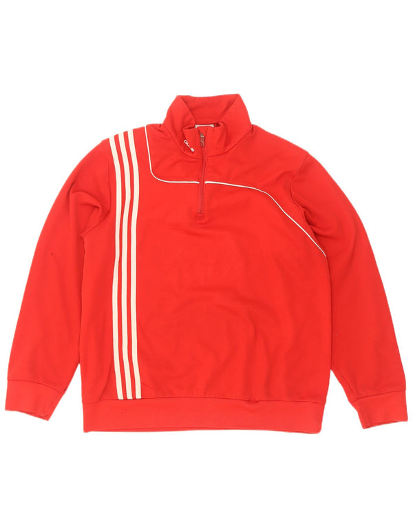 Мужской свитер Adidas с воротником на молнии, Великобритания 40/42, средний красный полиэстер