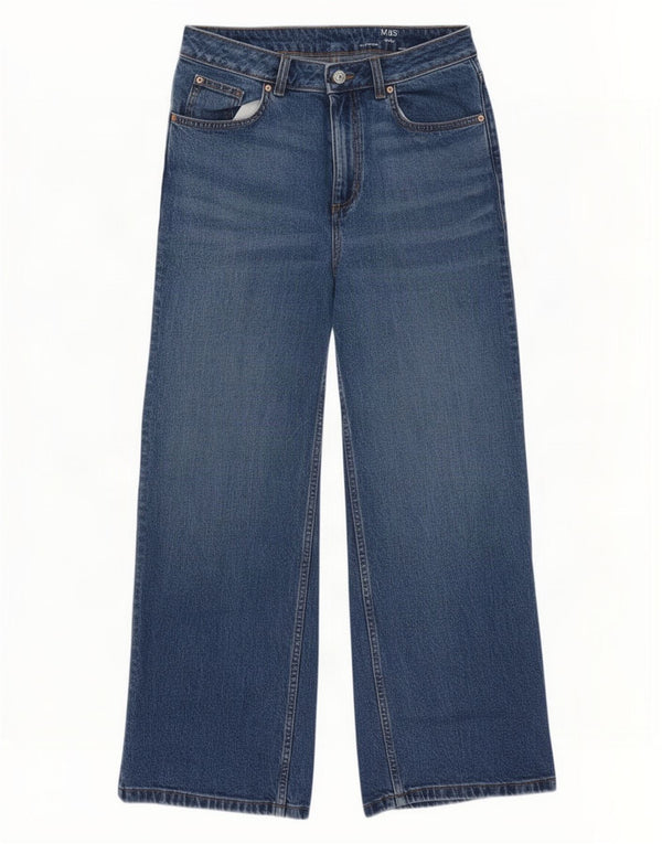 Женские широкие джинсы Marks & Spencer UK 12, средние W30 L28, синие, хлопок