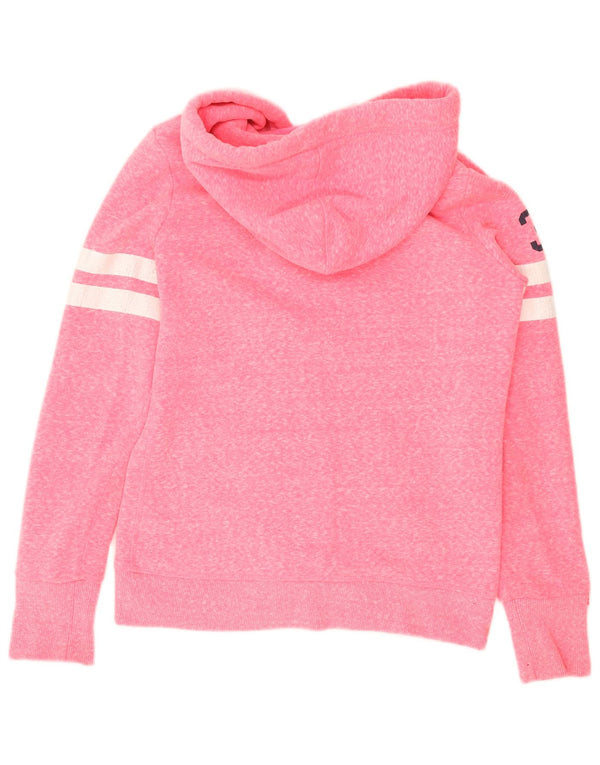 Женский свитер с капюшоном и молнией с графическим рисунком Superdry UK 14, средний розовый цвет с цветными блоками