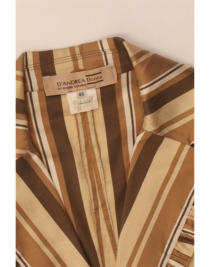 Винтажный женский пиджак с 3 пуговицами и рукавом 3/4 IT 48 XL, бежевый в полоску
