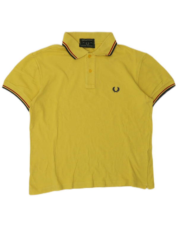 Мужская рубашка-поло Fred Perry, хлопок в желтую полоску среднего размера