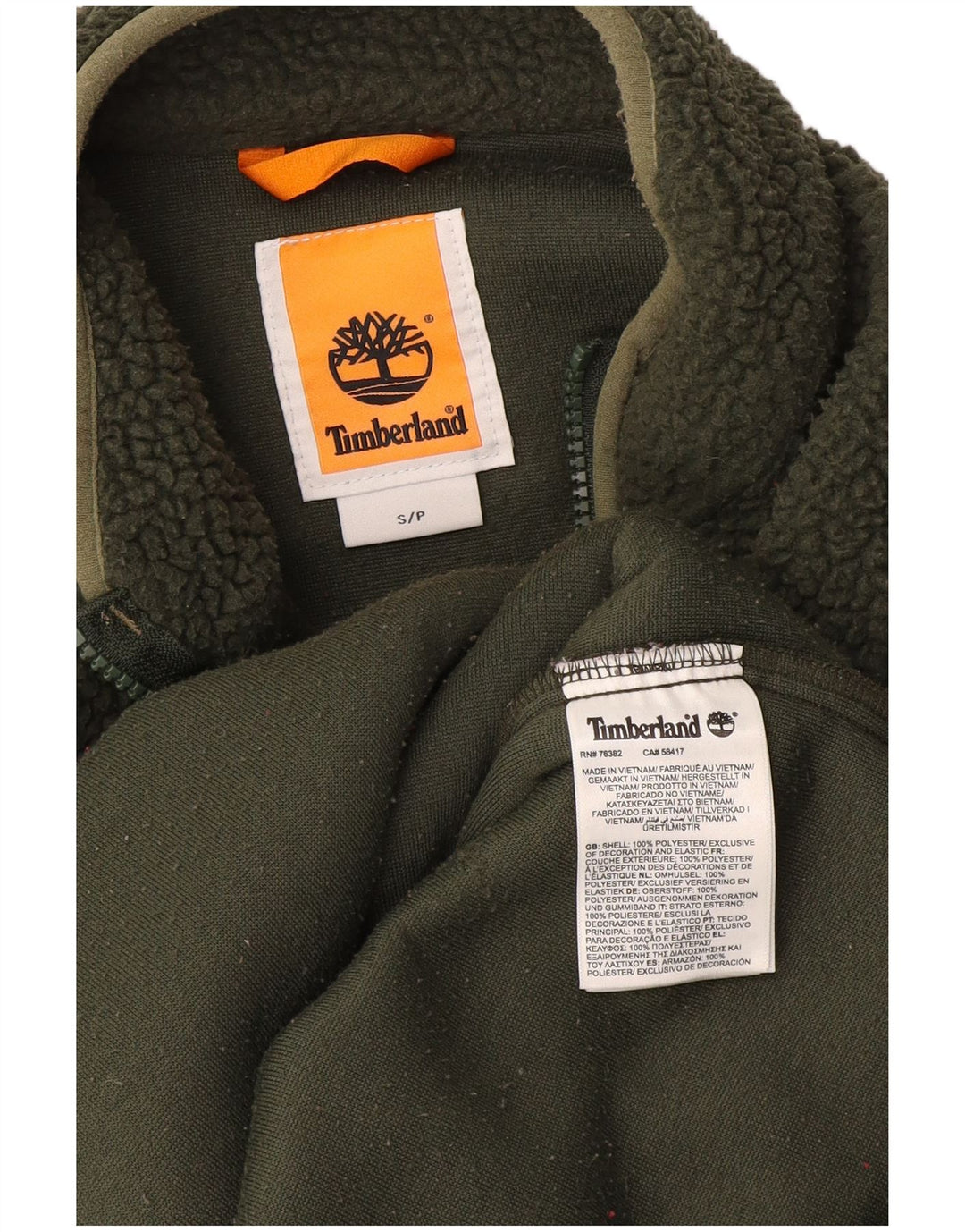 Мужской флисовый джемпер с воротником на молнии Timberland, маленький зеленый, полиэстер