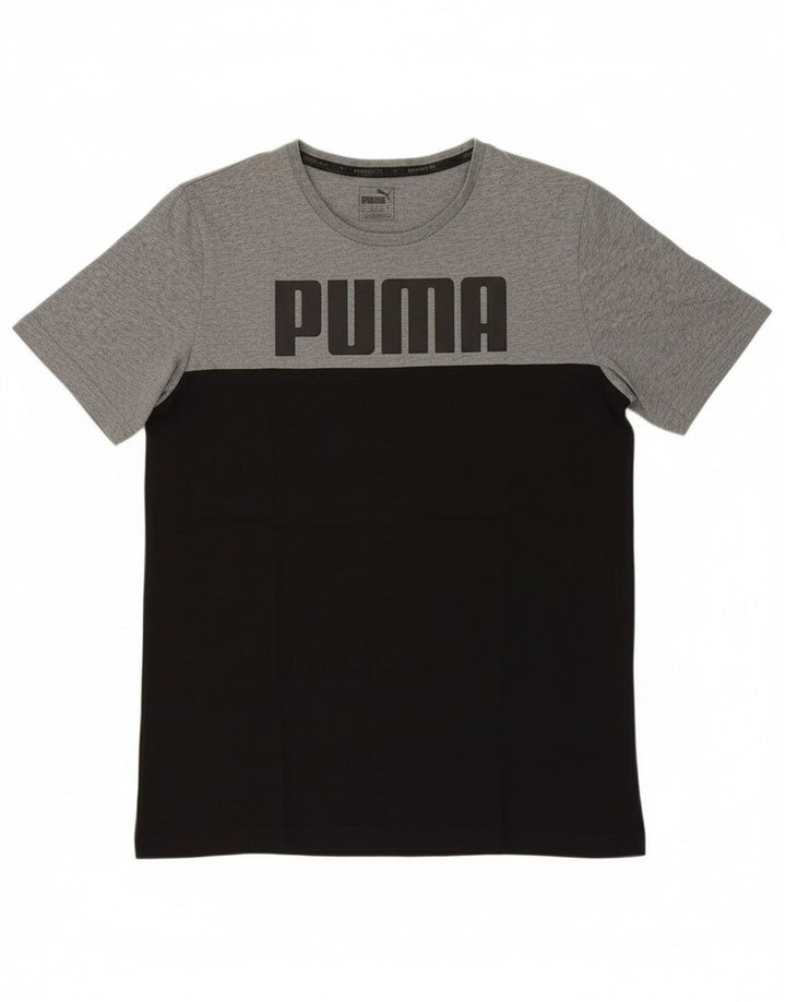 PUMA Mens Graphic T-Shirt Top Medium Black Colourblock
