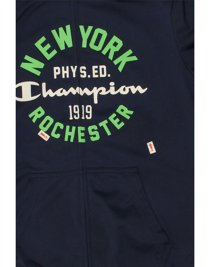 CHAMPION Boys Graphic Tracksuit Top Jacket 11-12 Years Large Navy Blue Vintage Champion and Second-Hand Champion from Messina Hembry 