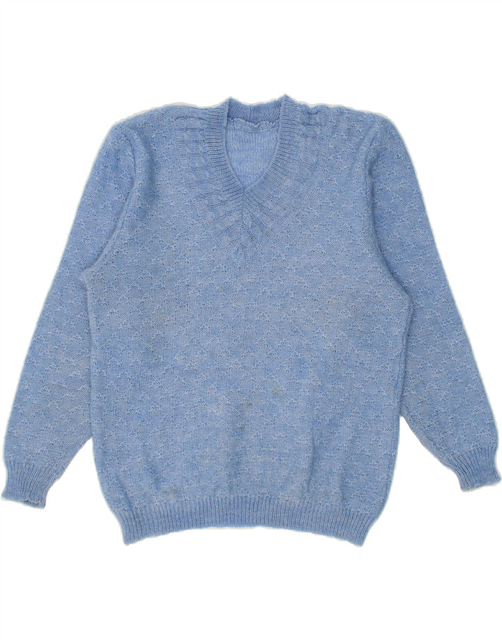 VINTAGE Womens V-Neck Jumper Sweater UK 16 Large Blue Vintage Vintage and Second-Hand Vintage from Messina Hembry 