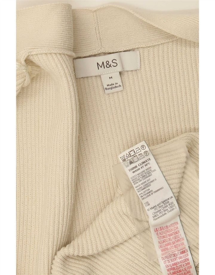 Женский открытый кардиган Marks & Spencer UK 14, хлопковый средний цвет белого цвета