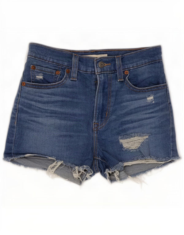 Женские потертые джинсовые шорты Levi's с высокой посадкой W24 XS, синие, хлопок