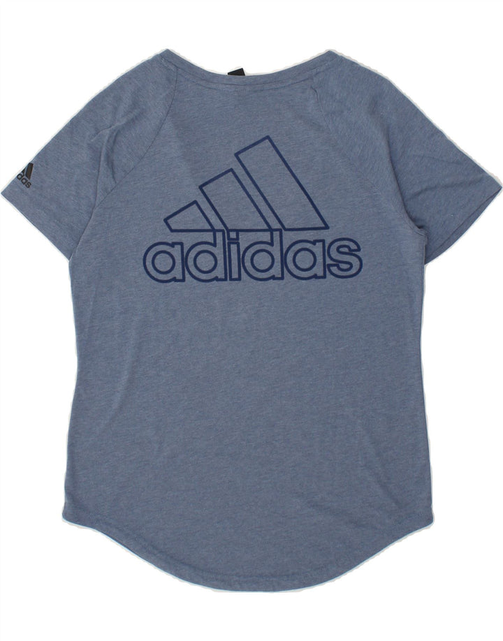ADIDAS Womens Graphic T-Shirt Top UK 12 Medium Blue Vintage Adidas and Second-Hand Adidas from Messina Hembry 